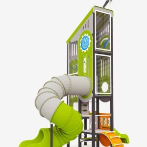 A torre Forde com dois escorregas faz parte da linha Berna. A torre Forde é desafiante, com diferentes alturas, escalada, e jogos interativos que permitem estimular a agilidade, a criatividade e a motricidade dos mais novos.